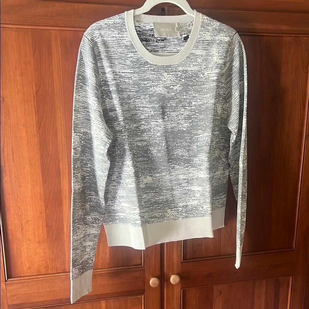 Jason Wu Gray Crew Neck Sweater with Ribbed Details